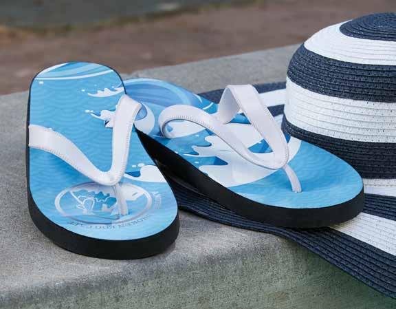 FOTO Flip Flop Full color graphics on high quality 15mm fabric-topped EVA rubber sole. Sole only available in black. Soft and smooth rubber strap.