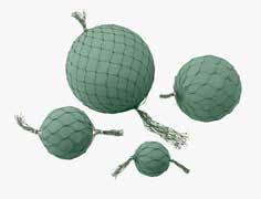 Wrapped in sturdy, green flexible netting to ensure the integrity of the arrangement Built-in hanger makes pomanders and kissing balls easy 3" Netted Sphere 6/pk - 10 pk/cs 7703N 11-47703 3½" Netted