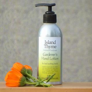 Lotions for Hand & Body Gardener s Hand Lotion Formulated with gardeners in mind, it both soothes the skin and refreshes. Fantastic for all hard-working hands. 8oz metal bottle.