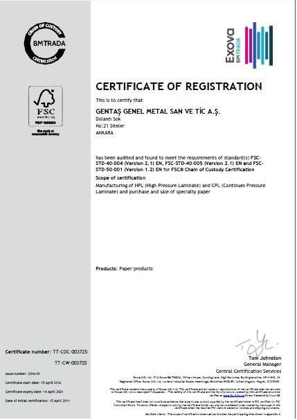Certificates FSC A000503 Chain of Custody