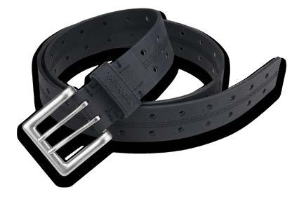 BELTS Double Perf Belt CH-2256 Full grain leather Center triple needle stitch Double prong buckle Logo embossed on leather loop Width 1-1/2 inches 34 36 38 40 42 44 Black with Nickel Roller Finish /