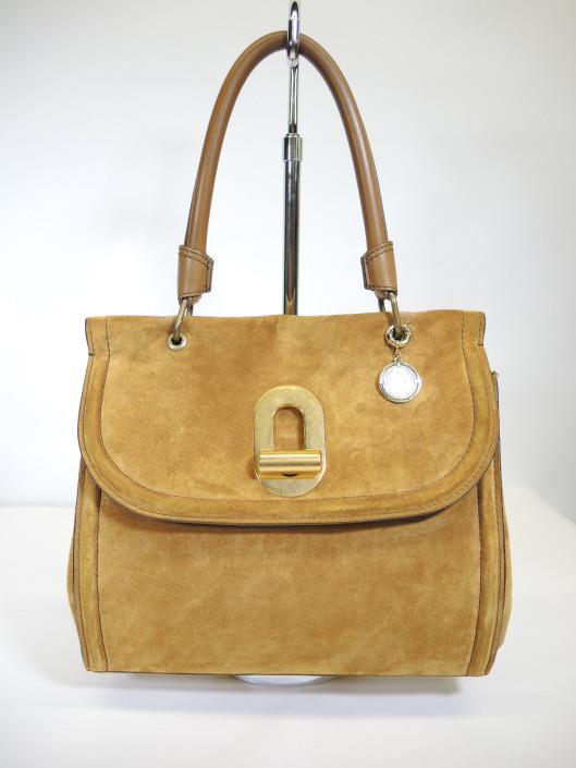LANVIN Suede Gloria Turnlock Saddle Bag Retailed for $2590, sold in one day for $799. 02/25/17 This honey colored suede is oh so soft and yummy!