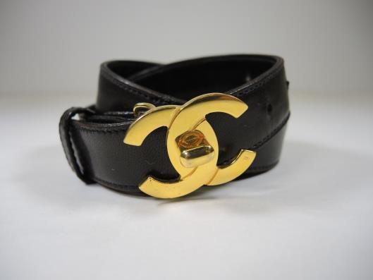 CHANEL Black Leather Belt with Gold CC Buckle Size S Sold in one day for $249.