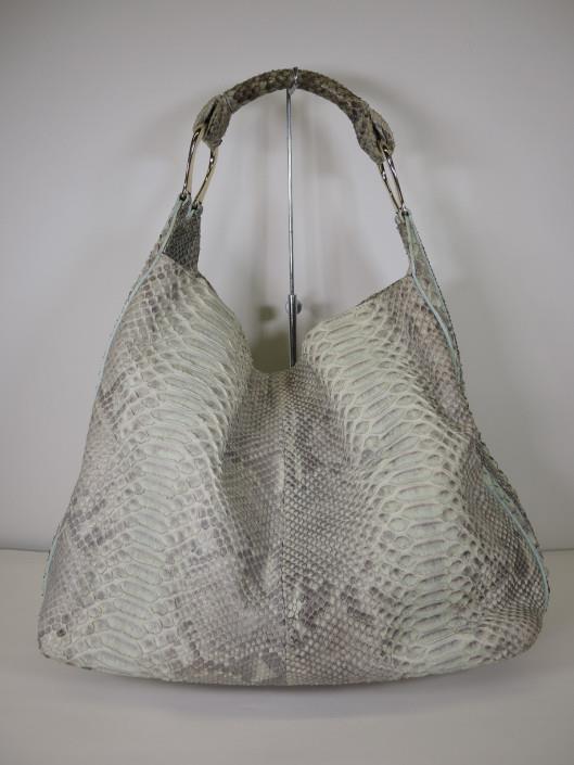 GIORGIO ARMANI Pale Mint and Grey Python Hobo Shoulder Bag Retailed for $3000, sold in one day for $799.