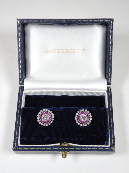 Vintage Diamond and Ruby Earrings Set in Platinum Appraised at $4450, sold in one day for $2200. 04/01/17 These vintage earrings are sweet and delicately Art Deco.