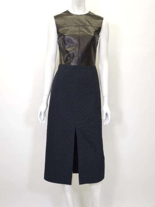 JASON WU Black Leather and Navy Cotton Dress, Size XS-S Retailed for $2000, sold in one day for $499.