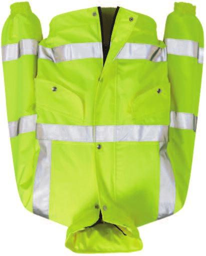 Fabric: 100% polyester PU coated breathable / unpadded yellow mesh lining. Conforms to: EN471 Class 3, EN343 3:2.