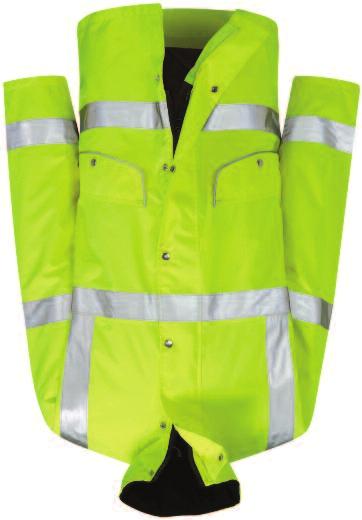 HI VIS BREATHABLE JACKET - RAPIER Breathable 3/4 length jacket with concealed front zip and press stud storm flap. Fixed & concealed hood with drawcord adjustment & bell toggles.