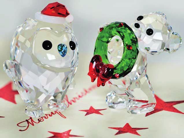 will make people smile anywhere in your home. The results are particularly impressive if you combine multiple crystal Christmas figures and surroundings that picks up on their colors (red and green).