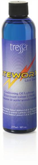LITEWORX Lift & Tone System How Does the System Work? Conditioning Oil Lightener achieves optimum lift in minimal time, while Wheat Protein and Oleic Acid ingredients add healthy shine and condition.