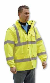 M-5 75-3201 Yellow M-5 75-3202 Orange M-5 75-1351 Jacket This high visibility rain jacket is 100% polyester, PU coated oxford fabric.