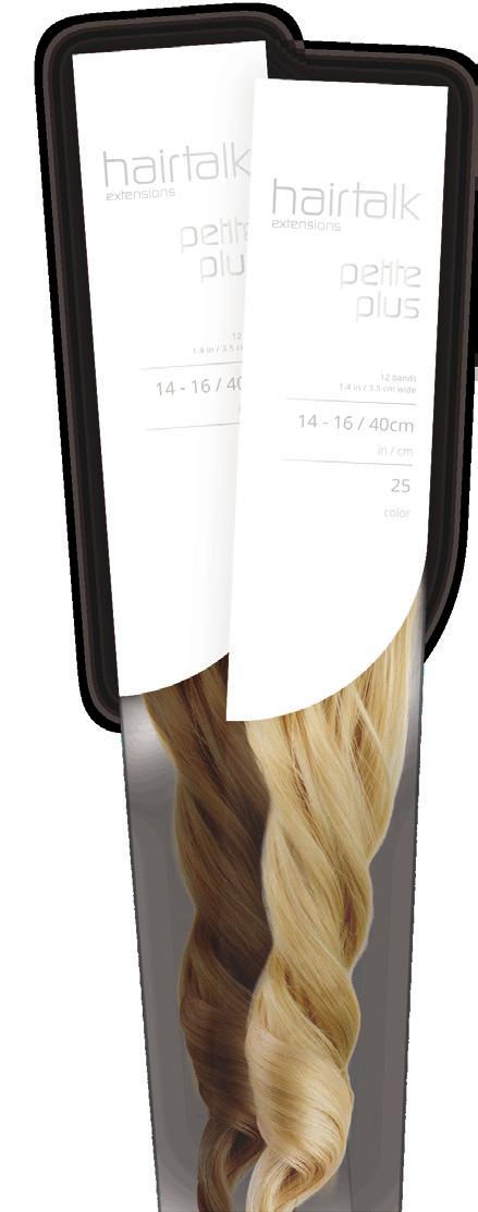 petite plus 1.1 / 3cm actual size petite plus Patent Pending HT120-10 - 12 30cm. 12 Bands Natural, Blonde, Red, Rooted HT121-14 - 16 40cm. 12 Bands Natural, Blonde, Red, Rooted HT122-18 - 20 50cm.