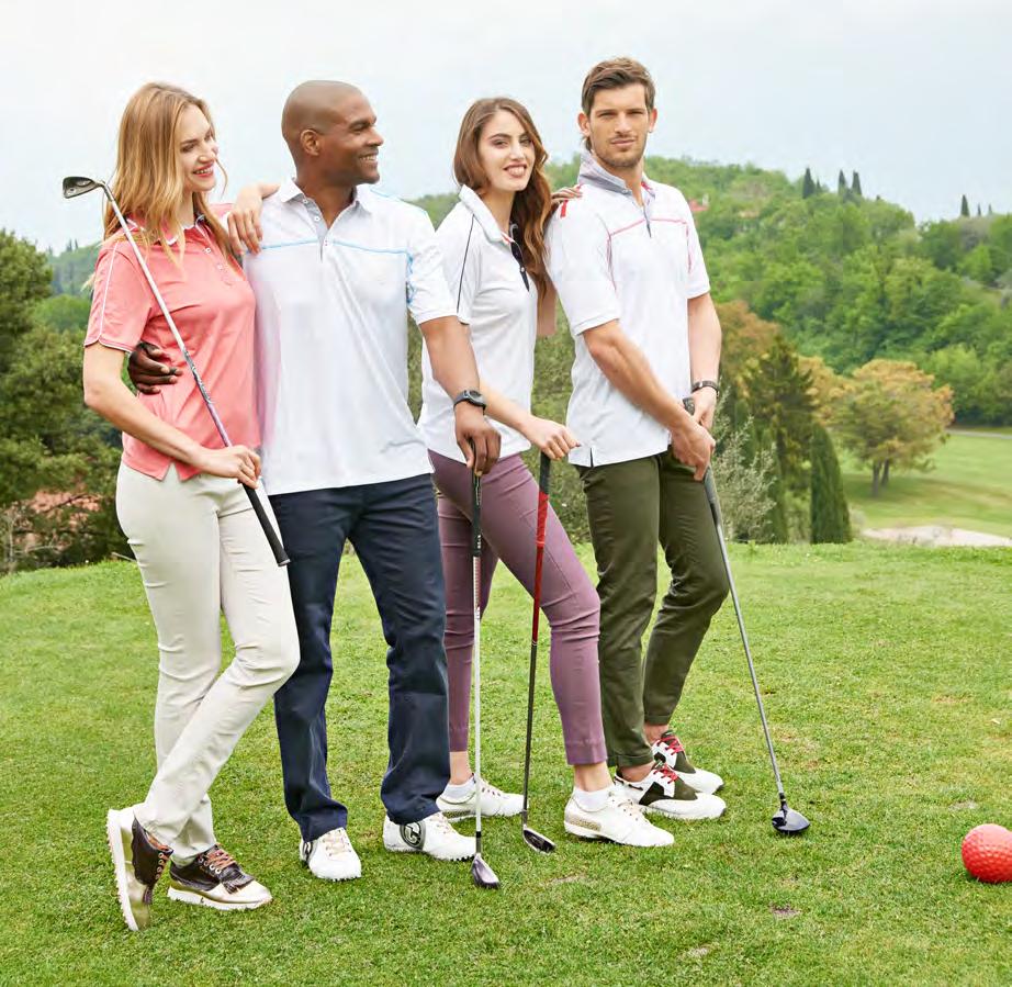 EDITORIAL GOLFING IN STYLE Sun-kissed, full of energy and joie de vivre! Duca del Cosma is sparkling with good spirits and creativity.