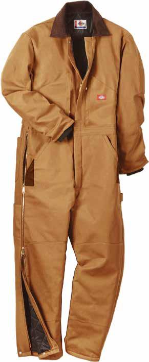 60 BD Brown Item # tb839 BK Black premium insulated bib overall Zip close chest and left back pockets Double knees Nylon scuffguards Heavy duty brass 2-way zipper Zipper to waist for easy on