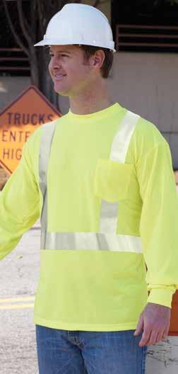 40 Item # x176ls 8710 long sleeve hi vis pocket tee ANSI/ISEA 107-2004 Class 2 compliant Reinforced neck and shoulder seams NtXport Moisture Transport System and so release 5.