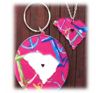 Font Anchor Layered Keychain in Circle Font 2 or 1 or 2 or SKU: LKC23-FJP SKU:
