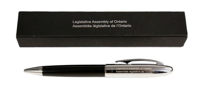 Desk Accessories NOTEBOOK Black leather notebook with Legislative Assembly of Ontario coat