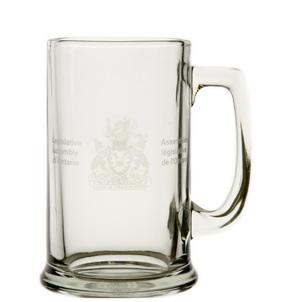 Glass-0005 GLASS PITCHER Etched with the Legislative Assembly of