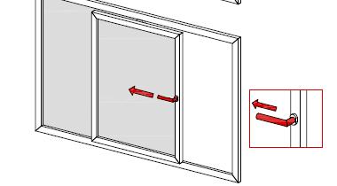 Sash in tilt position: Turn the handle horizontally.