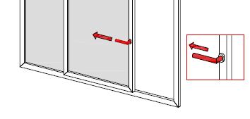 Turn the handle upward. Sash in tilt position: Turn the handle horizontally.