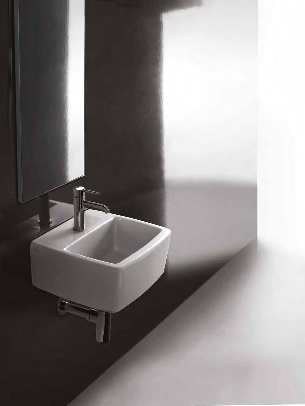 SA02 15 3/4 x 13 25/32 8951 white 26 597.00 Washbasin 15 3/4 x 13 25/32 400 x 350 mm Wall-hung or countertop washbasin. One hole. Fixing kit included.