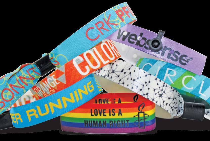 Fabric wristbands Trendy... Souvenir... Brand awareness Our fabric wristbands are very popular, and are often collected as a souvenir. They are a great tool for spreading awareness of your logo.