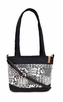 This new patchwork handbag incorporates vivid black and white