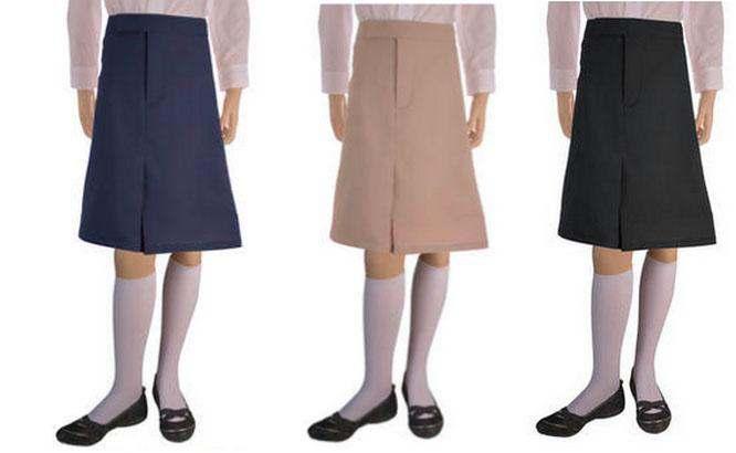 The following are approved skirts: French Toast Kick Pleat Skirt (Item#12689) Where can I buy