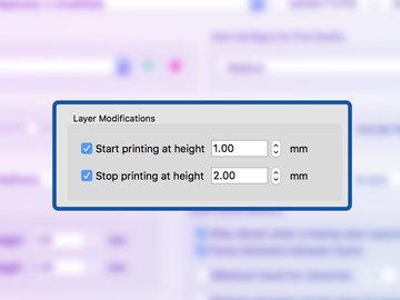 Choose your 3D printer under the Select Profile dropdown. Then, goto the Advanced tab and look for the Layer Modifications section. This is where we'll tell the slicer to only print specific layers.