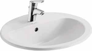 Countertop Orbit 21 55 countertop Countertop washbasin in vitreous China for use in worktop or vanity top. Available with 2 tapholes at 20cm centres or with single taphole for monoblock fitting.