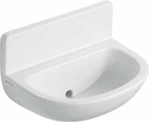 Pedestal and Wall Contour 21 50 back outlet upstand LB H M hospital pattern basin, with mm upstand and integral back outlet, for connection to concealed services with concealed fixings, no tapholes,