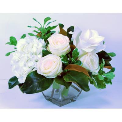 MIXED MAGNOLIA IN GLASS (WHITE/GREEN) DP147.