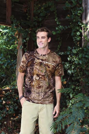 50 CODE FIVE Officially Licensed REALTREE Camouflage Pocket T-Shirt double-needle hemmed sleeves left-chest pocket Color: REALTREE AP XTRA 3980 $21.