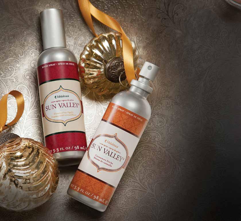 LIMITED TIME HOLIDAY SCENTS REVIVE ANY ROOM Sun Valley Room Sprays in holiday-inspired fragrances can improve a stuffy home with a single spray.