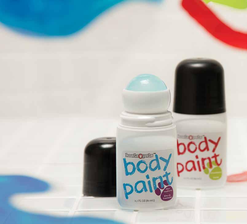 PAINT THE TUB RED Kids will love Koala Pals Body Paints, in three bright-as-a-button colours and fragrances that allow them to play and paint while gently cleansing with soap.