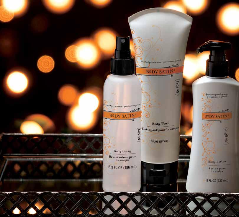 Sparkling, Fresh, and Fragrant IRRESISTIBLY SOFT SKIN The Frosted Persimmon Gift Set will rejuvenate dry winter skin with a blend of botanical moisturizers from our exclusive Buttersilk formula of