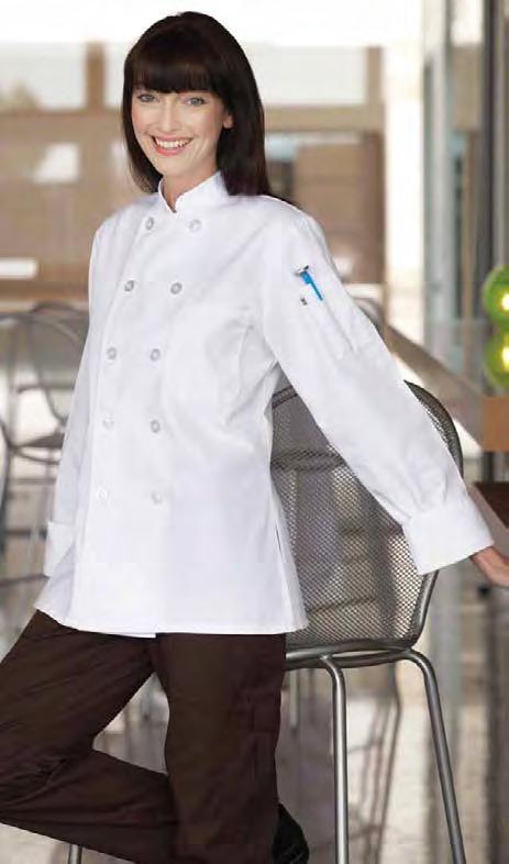 an affordable price. This extremely comfortable 10 pearl button chef coat gives women the freedom of movement they ve been longing for.