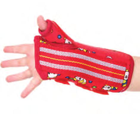 Paediatric Wrist/Thumb Splint Featuring a contoured design and easily shaped palmar and radial stays for excellent fit and splinting, this offers excellent levels of protection for wrist and thumb.