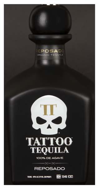 TATTOO TEQUILA REPOSADO 100% Organic blue agave, rested in American oak casks for up to 6 months. Tattoo Tequila Reposado is ideal for sipping, a top-shelf Margarita or your favorite mixed cocktail.