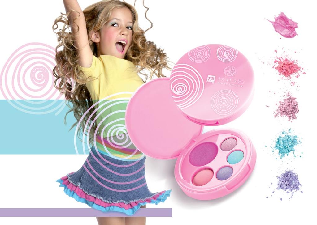 girls DREAMS FM KIDS MAKE UP BOX make-up kit for girls the kit includes: lip gloss, eyeshadows in three colours and blush delicate pastel range of eyeshadow and blush colours with pearl pigments lip
