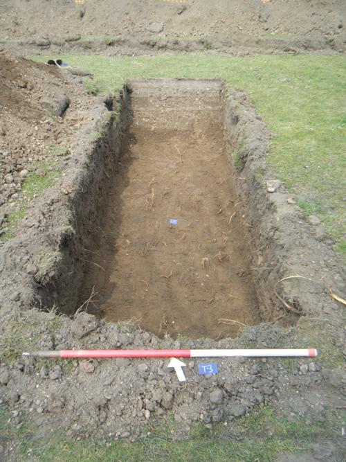 Trench 3: summary T3 contained no archaeological features or deposits. Natural (L5) was exposed along the whole length of the trench. Plate 3: T3, view north.