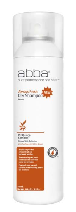 ALWAYS FRESH Dry Shampoo (55VOC aerosol) NEW! ALWAYS FRESH Dry Shampoo (55VOC aerosol) ABBA Always Fresh Dry Shampoo is the perfect workout companion.