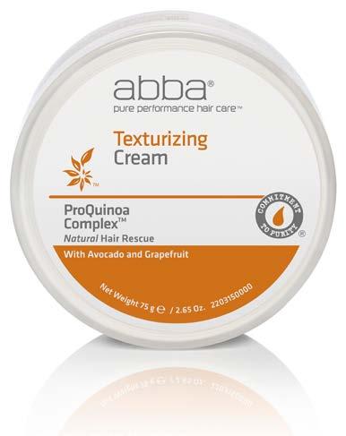 TEXTURIZING Cream TEXTURIZING Cream Weightlessly add texture to any style. ABBA Texturizing Cream separates, holds and creates definition wherever needed.