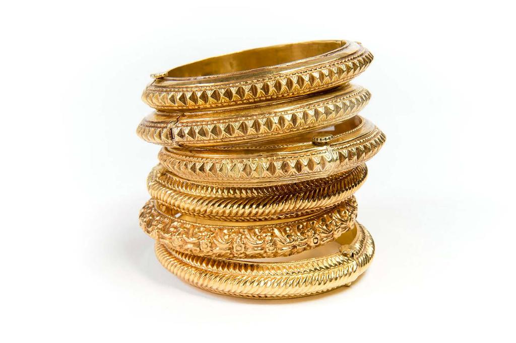 Balai South India, Tamil Nadu, 20 th century A variety of plain gold bangles with different