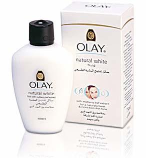 TiO2 in Skin Care Natural White Fluid The natural way to milky, translucent skin. Olay Natural White Fluid is the ideal day-time protection for oily or combination skin.