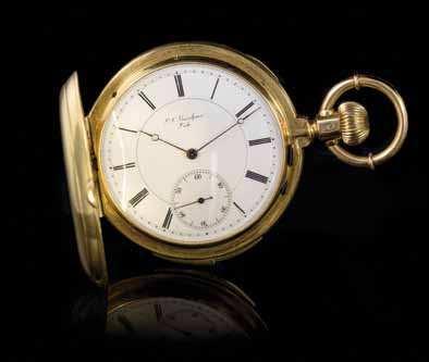 68 An 18 Karat Yellow Gold Hunter Case Five Minute Repeating Pocket Watch, L.C. Grandjean, Circa 1880, 54.
