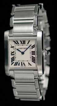 76* A Stainless Steel Ref. 2302 Tank Francaise Wristwatch, Cartier, 32.00 x 28.