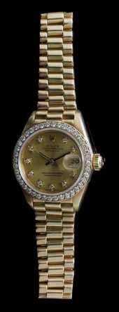 93 94 93 An 18 Karat Yellow Gold and Diamond Ref. 69138 Oyster Perpetual Datejust Wristwatch, Rolex, the dial and bezel containing numerous round brilliant cut diamonds, 26.