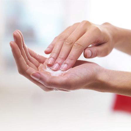 The World Health Organization s best practice hand hygiene guidelines recommend using enough hand sanitizer to fully cover the hands and