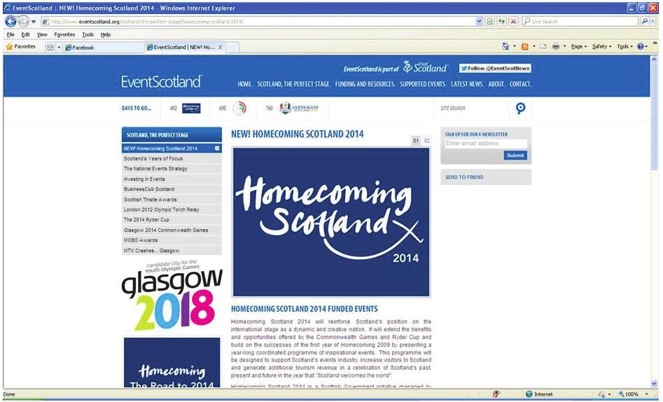 17 Use of Logo online To ensure maximum reach of the Homecoming Scotland message, we ask you to add the Homecoming Scotland logo to the home page of your website and if the website has a links page